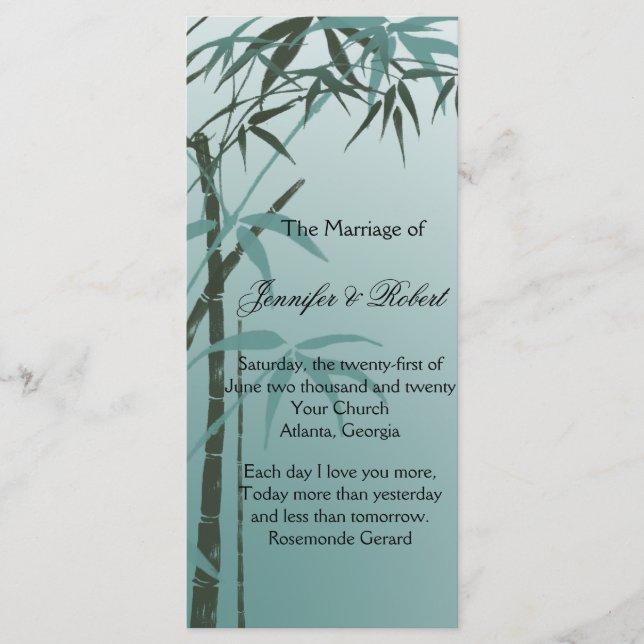 Programa de Boda de Bambú Natural de Gradiente ver (Anverso)