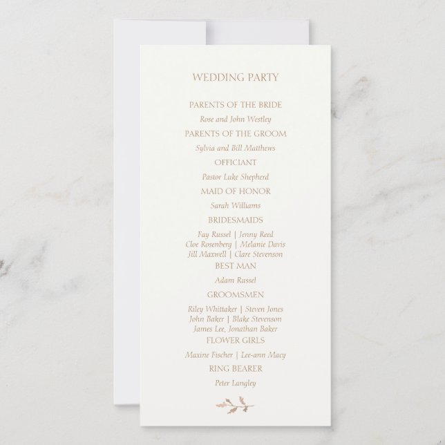 Programa de Boda de Bienvenida Floral Watercolor (Reverso)