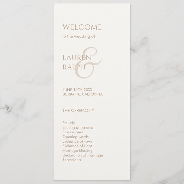 Programa de Boda de Bienvenida por Monograma de Ta (Anverso)