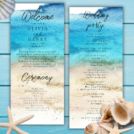 Programa de Boda de Blue Watercolor Beach