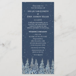 Programa de Boda de Bosque Rústico Invernal Azul