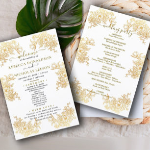 Programa de Boda de Bouquet de Moda Dorada