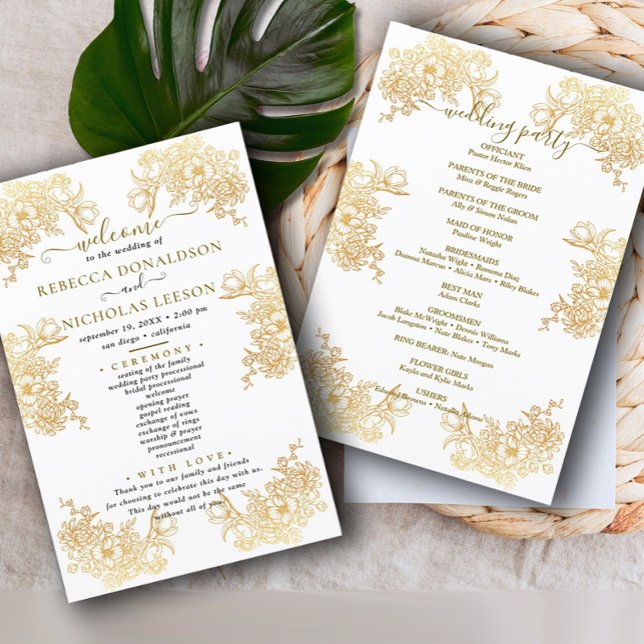 Programa de Boda de Bouquet de Moda Dorada (Subido por el creador)