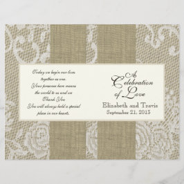 Programa de Boda de Burlap y Lace