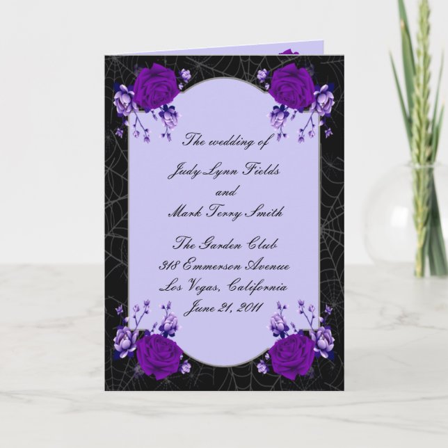 Programa de Boda de Caída de Rosa Púrpura Floral S (Anverso)
