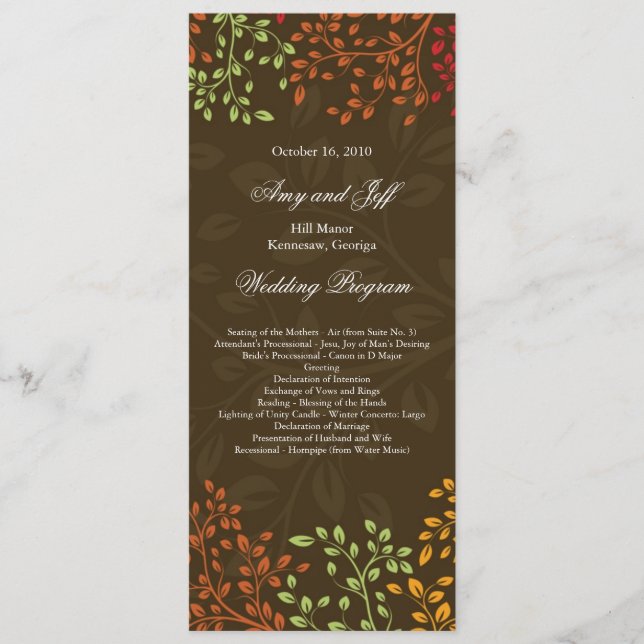 Programa de Boda de Caída Whimsical (Anverso)