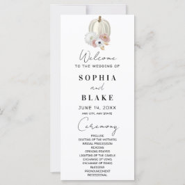 Programa de Boda de Calabaza Blanca Floral de Otoñ