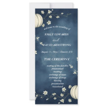 Programa de Boda de Calabaza de Otoño Azul Marino