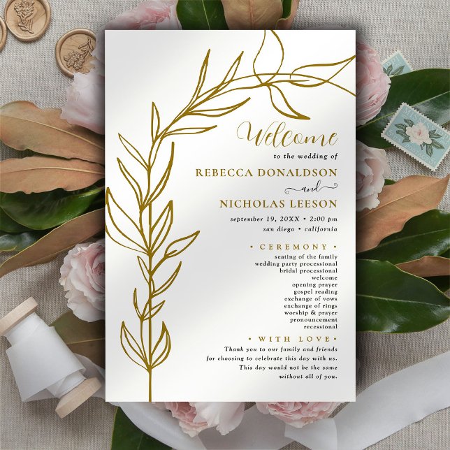 Programa de Boda de Caligrafía de Arco de Foliage (Subido por el creador)