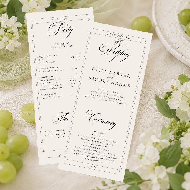 Programa de Boda de Caligrafía de Marfil Negro Clá (Subido por el creador)