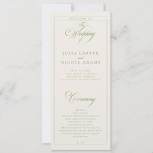 Programa de Boda de Caligrafía de Marfil Verde Clá
