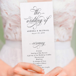 Programa de Boda de Caligrafía Elegante de Lujo