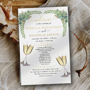 Programa de Boda de Caligrafía Elegante Eucalyptus