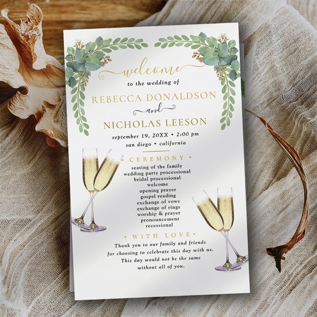 Programa de Boda de Caligrafía Elegante Eucalyptus (Subido por el creador)