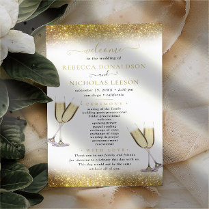 Programa de Boda de Caligrafía Elegante Purpurina 
