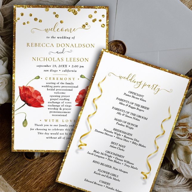 Programa de Boda de Caligrafía Floral Elegante de  (Subido por el creador)