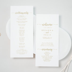 Programa de Boda de Caligrafía Minimalista Gold