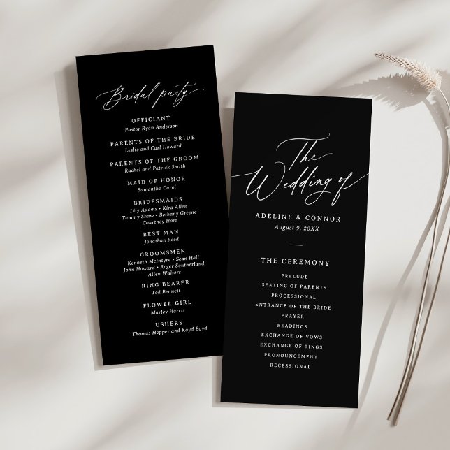 Programa de Boda de Caligrafía Moderna Negra (Subido por el creador)