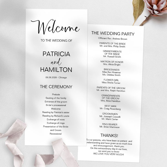 Programa de Boda de Caligrafía Moderna Simple (Subido por el creador)