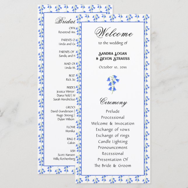Programa de Boda de Campanillas Azules (Anverso / Reverso)