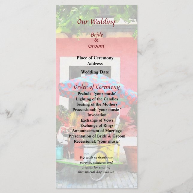 Programa de Boda de Carro de Flores San Juan (Anverso)