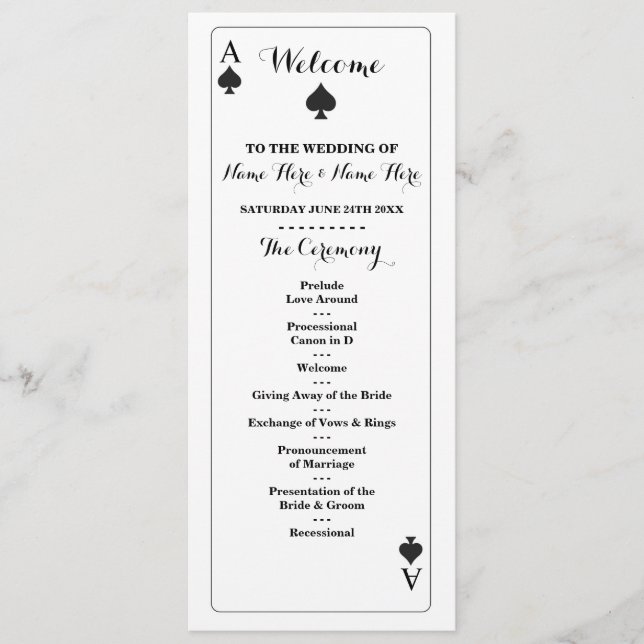 Programa de boda de cartas de juego de espadas de  (Anverso)
