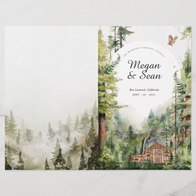 Programa de Boda de Cascada en Bosque Rústico (Anverso)