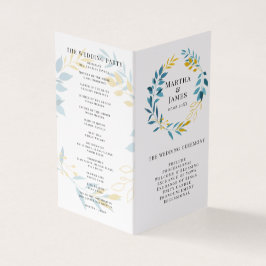 Programa de Boda de Ceremonia Doble Azul Botánico