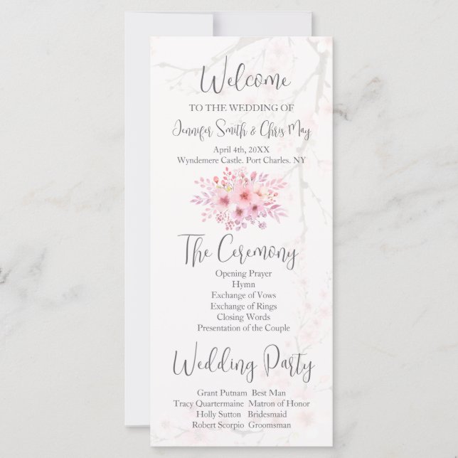 Programa de Boda de Cerezo en Flor (Anverso)