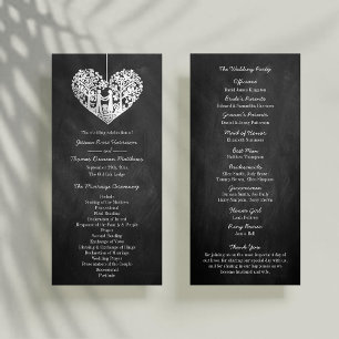 Programa de Boda de Chalkboard de Árbol del Corazó