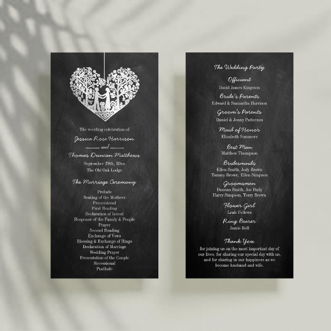 Programa de Boda de Chalkboard de Árbol del Corazó (Subido por el creador)