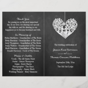 Programa de Boda de Chalkboard de Árbol del Corazó