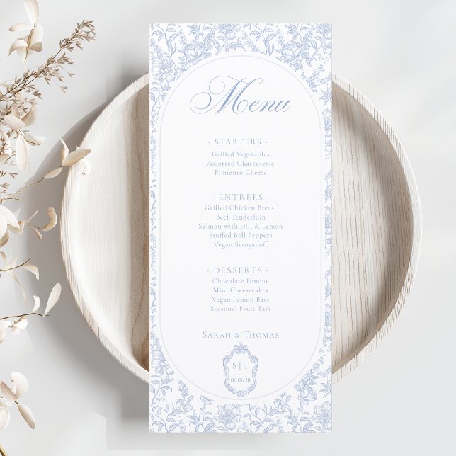 Programa de Boda de Chinoisería Floral Azul y Blan (Subido por el creador)