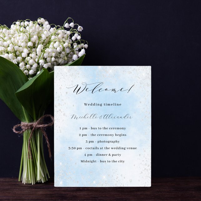 Programa de boda de cielo azul claro plateado (Subido por el creador)