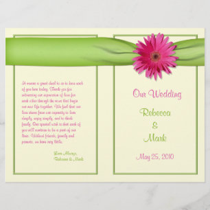 Programa de Boda de Cinta Verde Rosa Gerbera Daisy