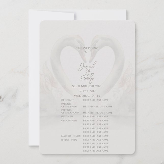 Programa de Boda de Cisne | Completo (Anverso)