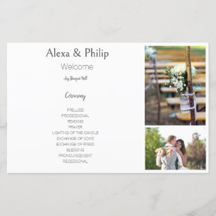 Programa de Boda de Collage de fotos Blanco