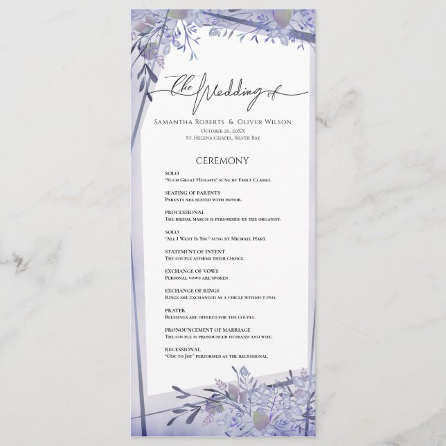PROGRAMA DE BODA DE COLOR DE AGUA DE VINTAJE (Anverso)