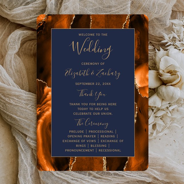 Programa de Boda de Color Naranja Quemado Ágata y  (Subido por el creador)