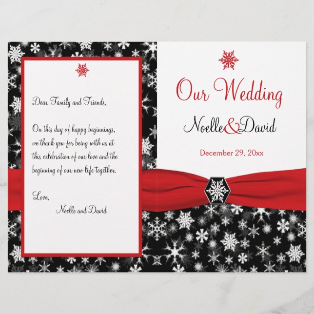 Programa de Boda de Copos de Nieve Negros, Blancos (Anverso)