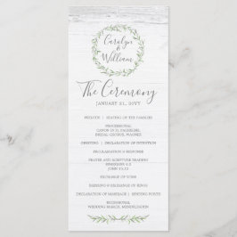 Programa de Boda de Corona de Madera Rústica y Bot