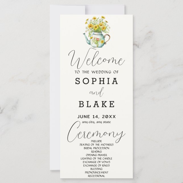 Programa de Boda de Crema Blanca con Margaritas Rú (Anverso)