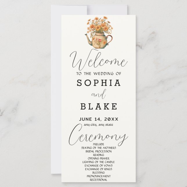 Programa de Boda de Crema Blanca con Margaritas Rú (Anverso)
