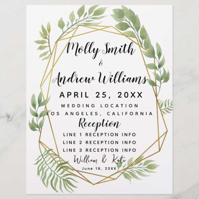 programa de boda de cristal con verde (Anverso)