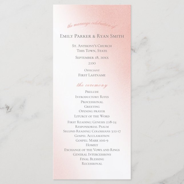 Programa de Boda de Cuentos de Hada Rosa Encantada (Anverso)