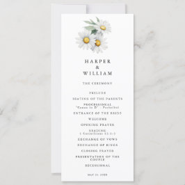 Programa de boda de daisies acuarelas