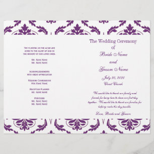 Programa de Boda de Damasco Antiguo Morado Oscuro