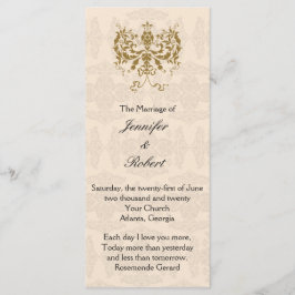 Programa de Boda de Damasco de Crema y Oro