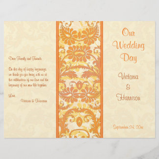 Programa de Boda de Damasco de Oro Crema, Naranja