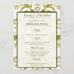 Programa de Boda de Damasco Verde de Oliva
